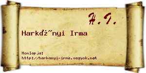 Harkányi Irma névjegykártya